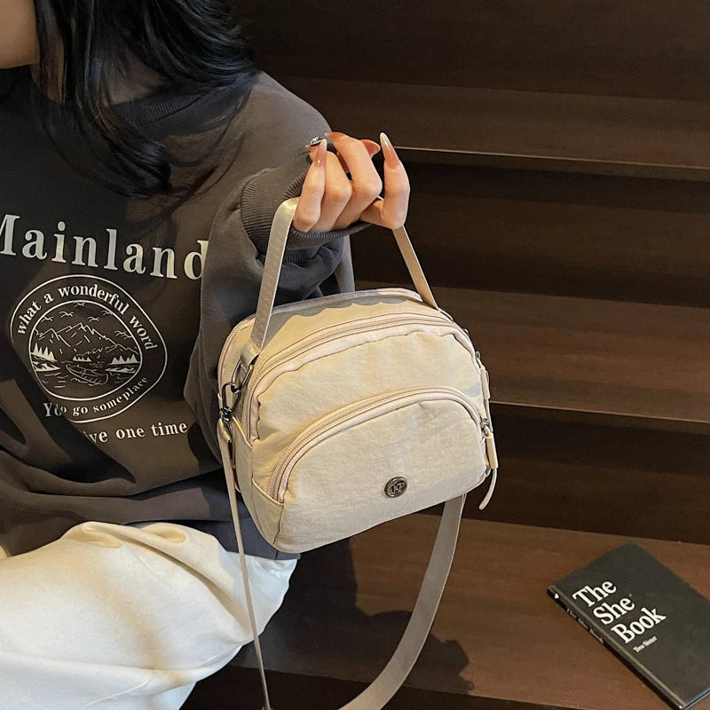 Women's Fashion Canvas Crossbody Bags Multi Pocket Small Shoulder Bag Casual Boho Handbag Lightweight Travel Purse for Daily Use