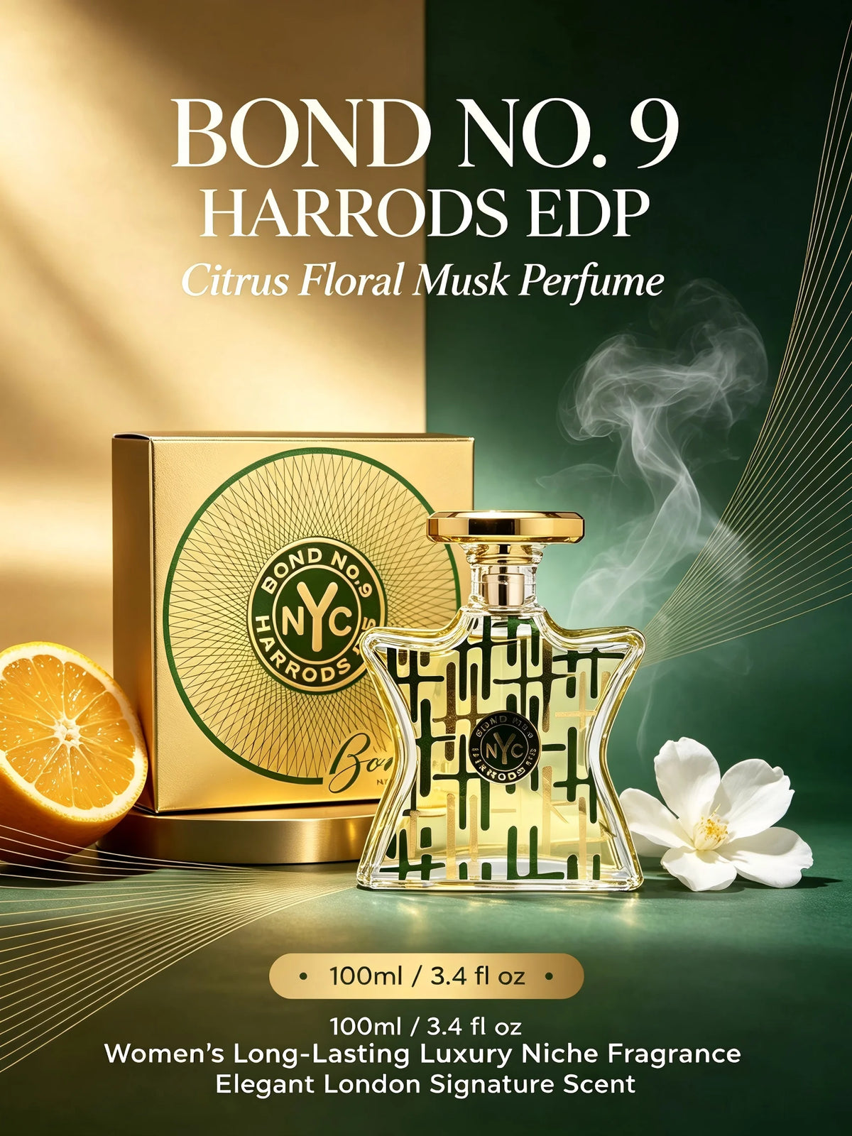 Bond No 9 Harrods EDP 100ml Women Citrus Floral Musk Perfume Long Lasting Luxury Niche Fragrance Elegant London Signature Scent Back to School Fall Fashion Halloween Christmas Holiday Gift Single Bottle