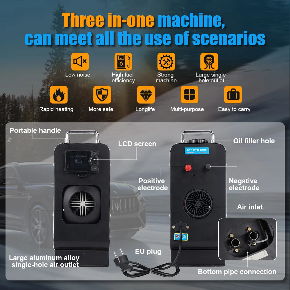 White vertical new 2/8KW Car Heater Diesel Air Heater Be common Bluetooth version 12V/24V/220V  camping for Truck Boat Bus RV