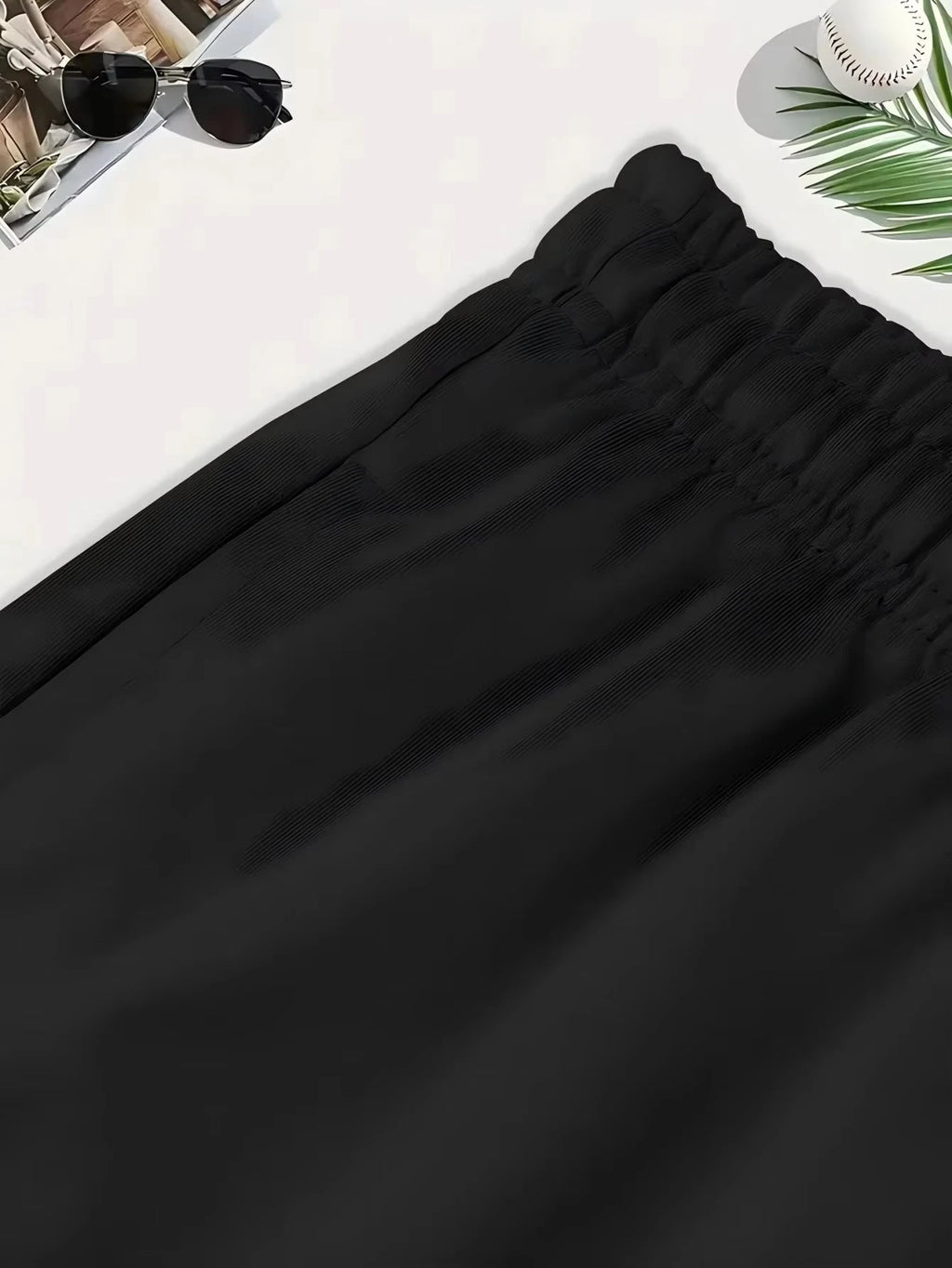 Waist Drawstring Wide-Leg Knee-Length Pants for Women, Summer Lightweight Loose-Fit Casual Shorts