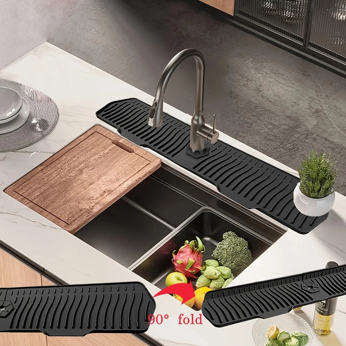 Kitchen Long Silicone Sink Faucet Mat Splash Guard for Absorbent Sink Countertop Protectors Mat Kitchen Gadgets