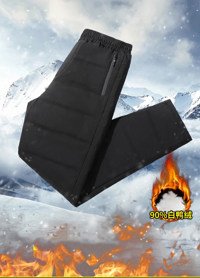 Winter Duck Down Pants Men Minimalist Style Plus Size Down Pants Male Outdoor Windproof Solid Warm Winter Trousers 7XL