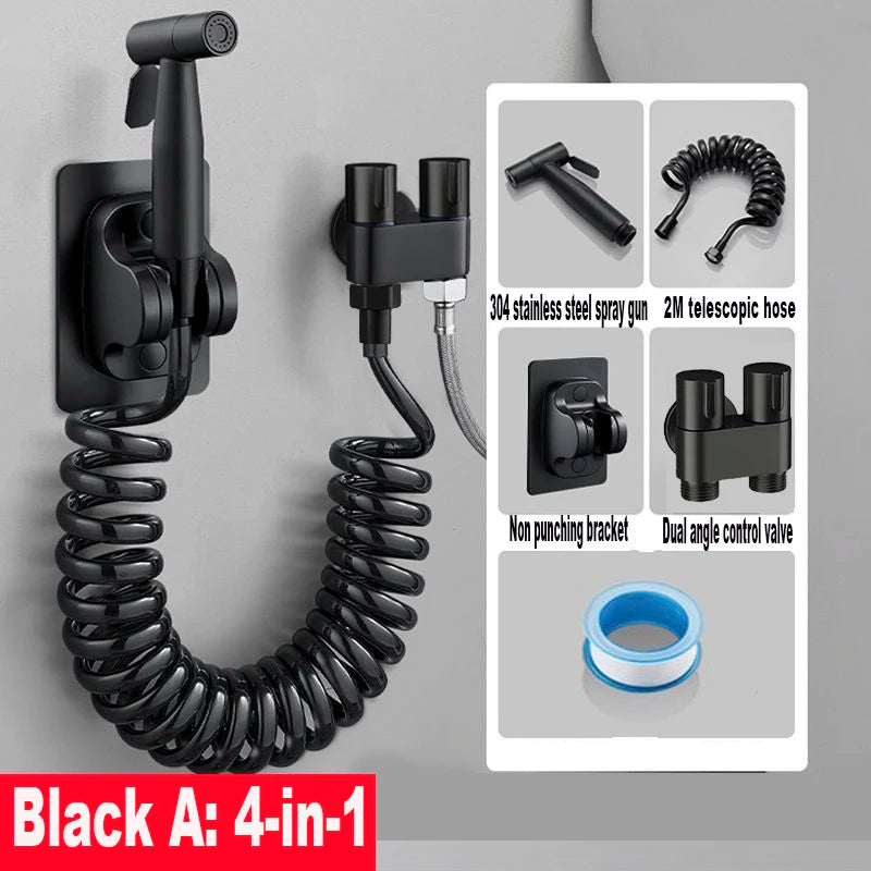 Handheld Toilet Bidet Faucet Sprayer Stainless Steel Bathroom Bidet Spraye Set Hand Sprayer Shower Head Self Cleaning No Punch