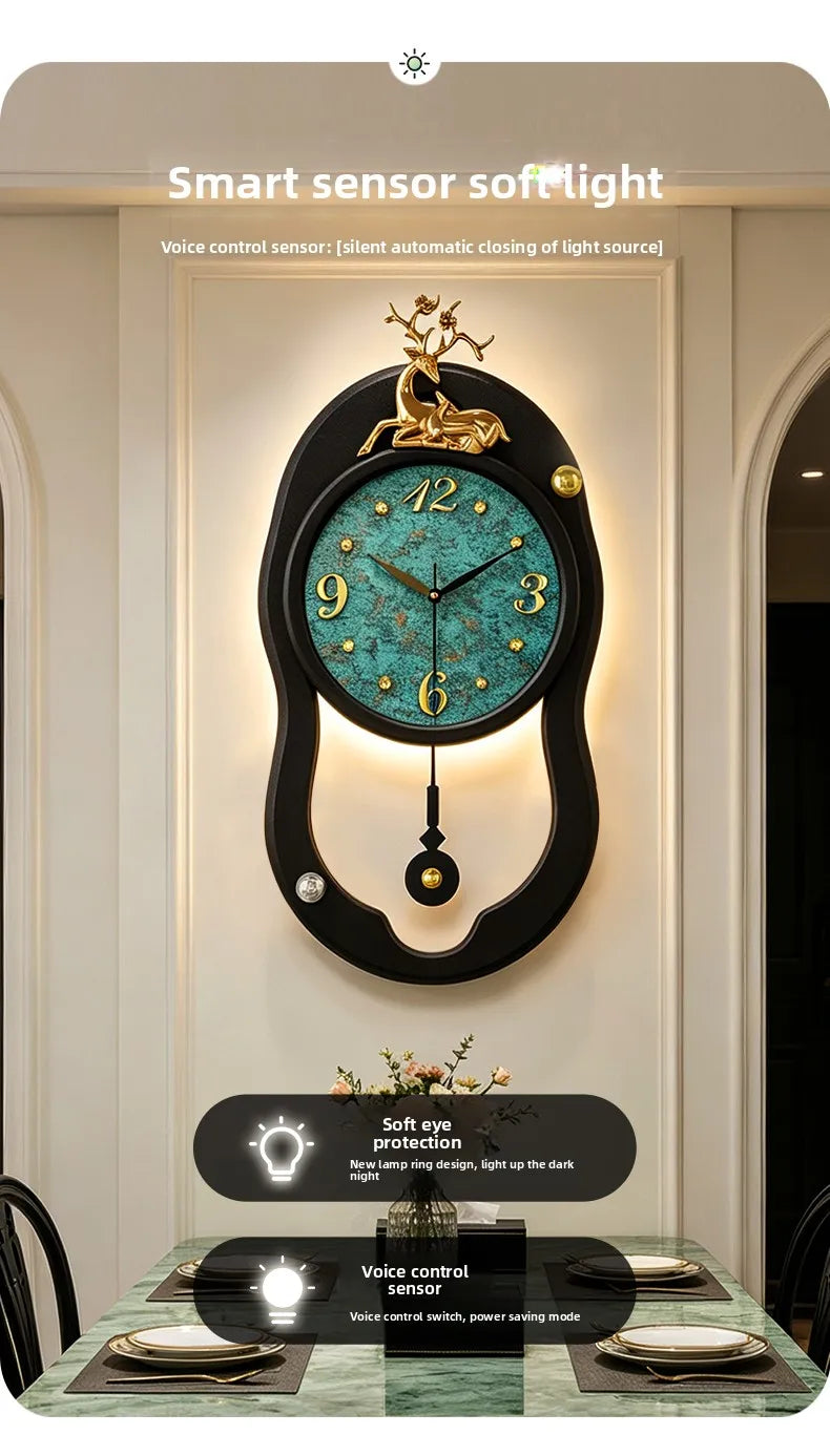 Retro French LED Wall Clock Watch Living Room Mute Pendulum Clock Elegant Taste Family Gift Art Decor Quartz Clock Home Decor