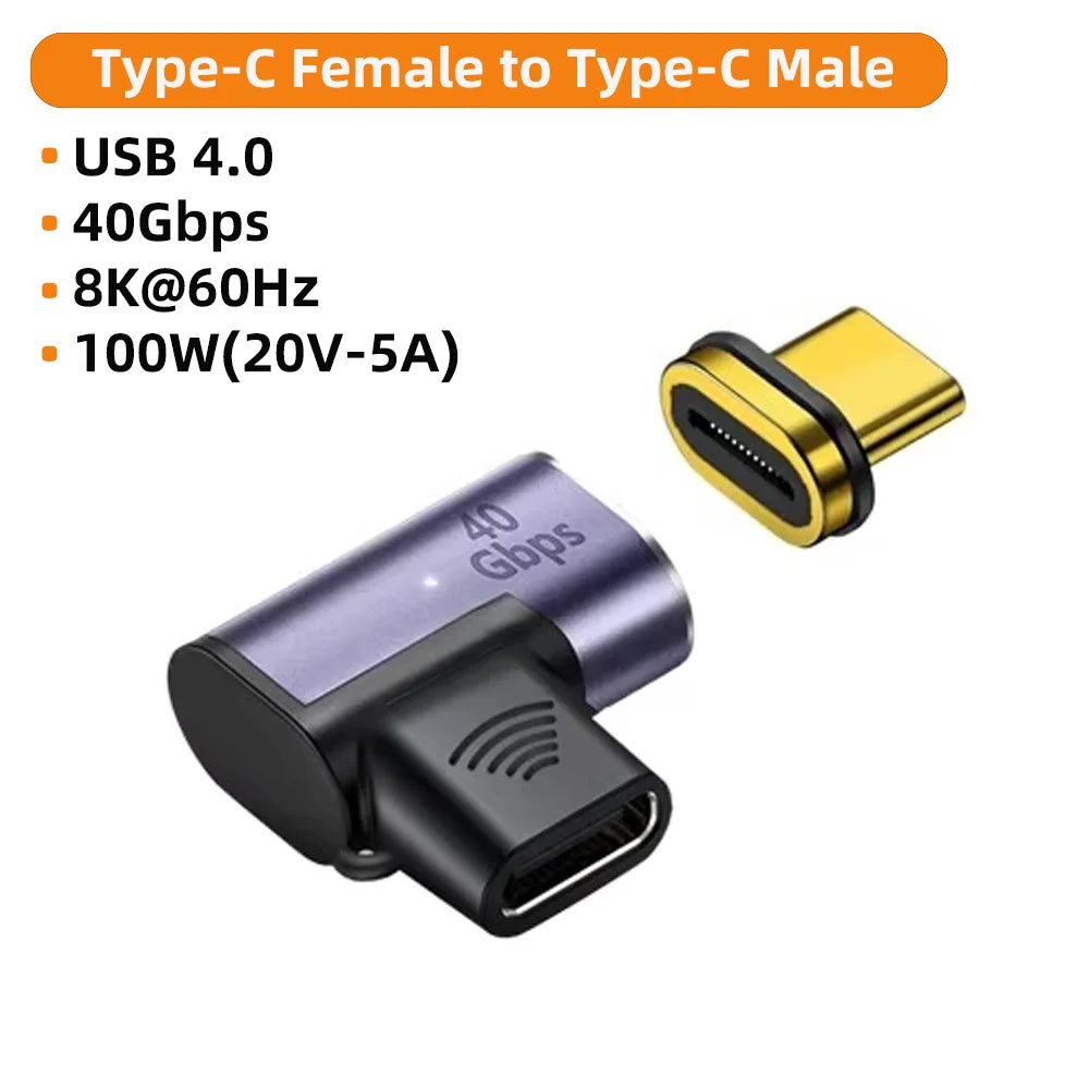 100W Type C Adapter OTG 40Gbps Magnetic Fast Data Transfer Tablet USB 4.0 Charging Converter for Phone Macbook Air Pro Laptop