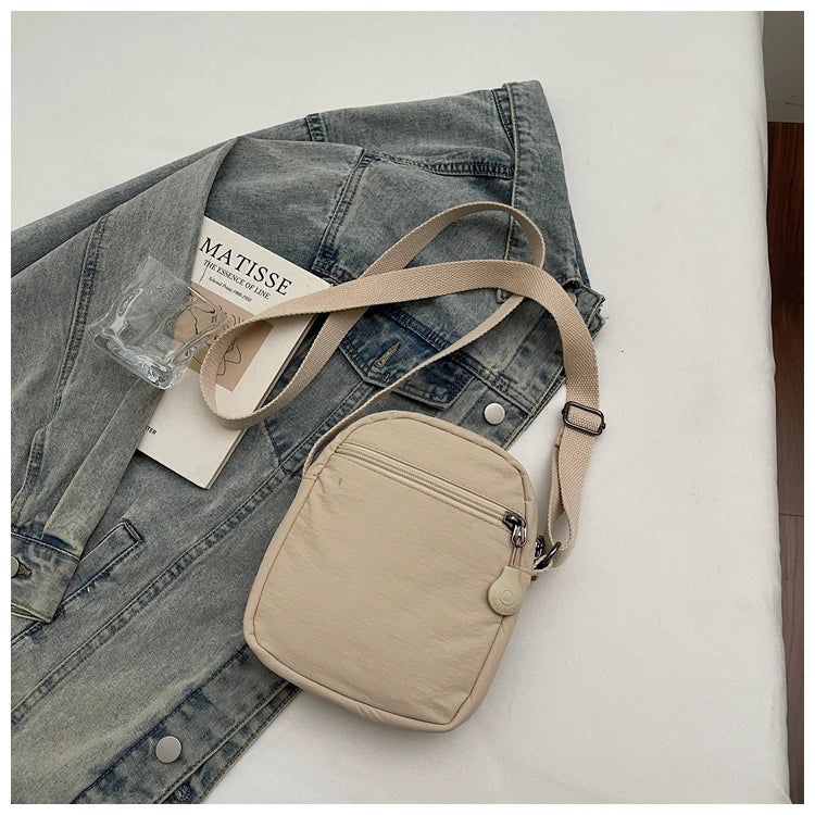 Waterproof Nylon Mobile Phone Bag Portable  Three-Layer Coin Purse Crossbody Bag for Youth Casual Simple Style Functional...