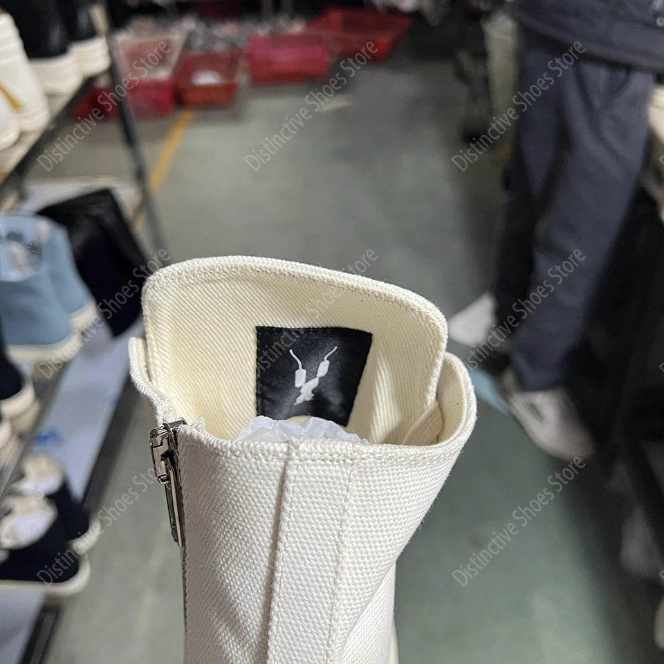 Brand Men Shoes Ro Casual Canvas Shoes High Top Women Sneakers Quality Black Ankle Boot Designer Zipper Luxury Laces Flat Shoes