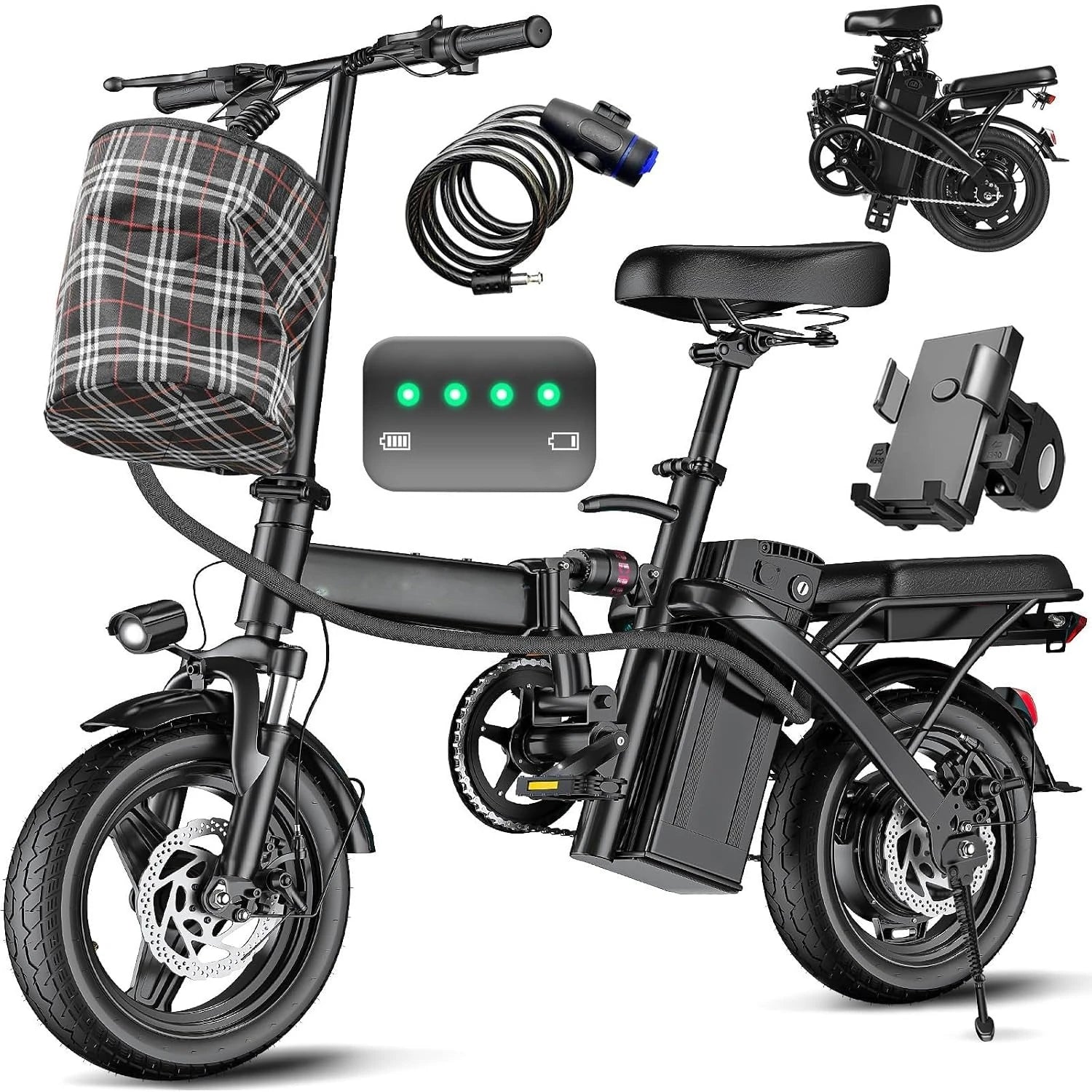 Electric Bike for Adults and Teens, 520W-1200W Motor, 20-28MPH, 32 Miles Range, 48V 10Ah Battery, 3-Level Pedal, Customized