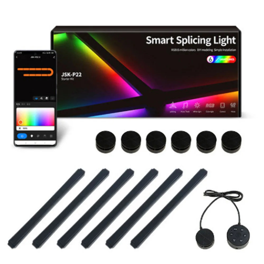 Smart WiFi Splicing Wall Light RGBIC Wall DIY Decorative Ambiance LED Night Light Dimmable For Game Room Bedroom TV Decoration