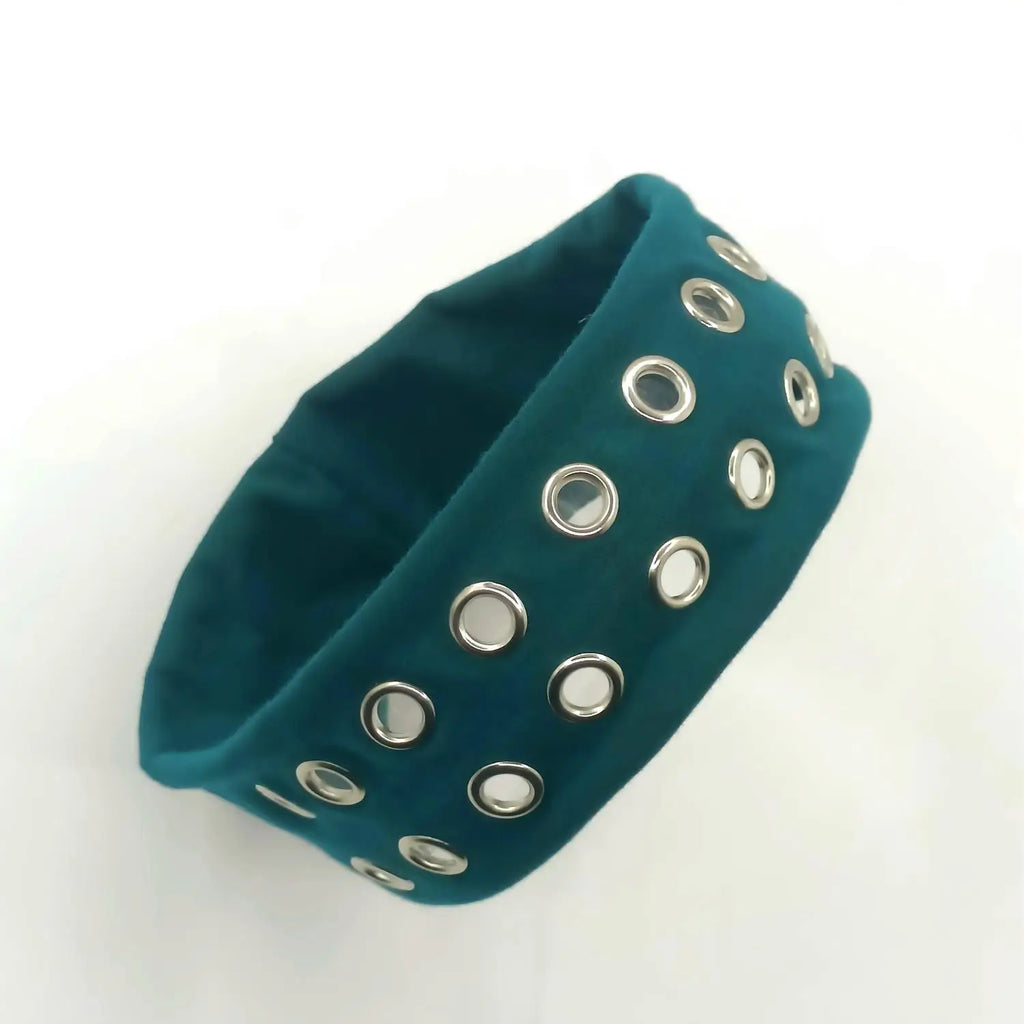 Y2K Girl Hollowed Out Wide Elastic Headband With Eyelets Punk Headwrap Rock Grunge Stretchy Headbands for Women Hair Accessories
