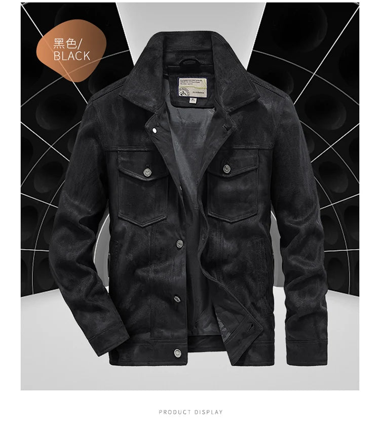 Spring and Autumn Men's Fashion Casual Slim-fit British Style Outdoor Sports Cargo Retro Suede Coat Youth All-match Cargo Jacket