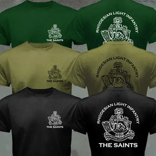 RLI Commando Rhodesian Light Infantry Bush War Army Military Motto T-shirt Short Sleeve Casual 100% Cotton Shirt