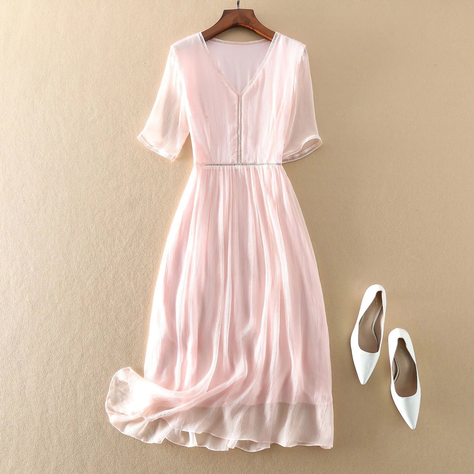 KMETRAM 100% Natural Mulberry Silk Dresses 2025 Woman Summer Elegant V-neck Long Dress Party Frocks Women Clothing Vestidos