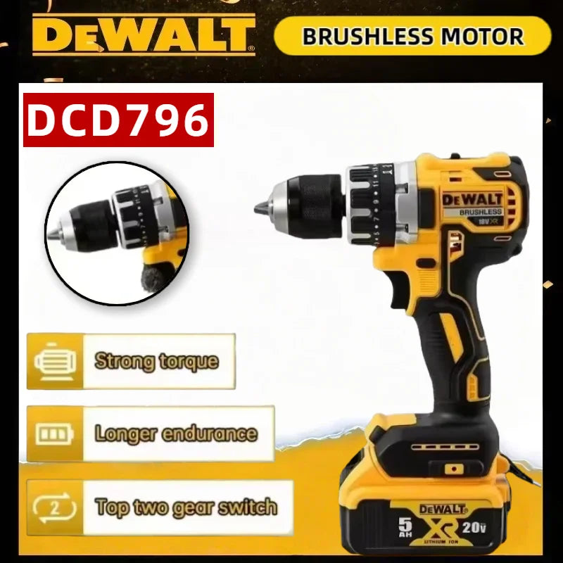 Dewalt DCD796 Cordless Brushless Impact Drill Brushless Drill Multifunctional Rechargeable Portable 18V Battery Power Tools