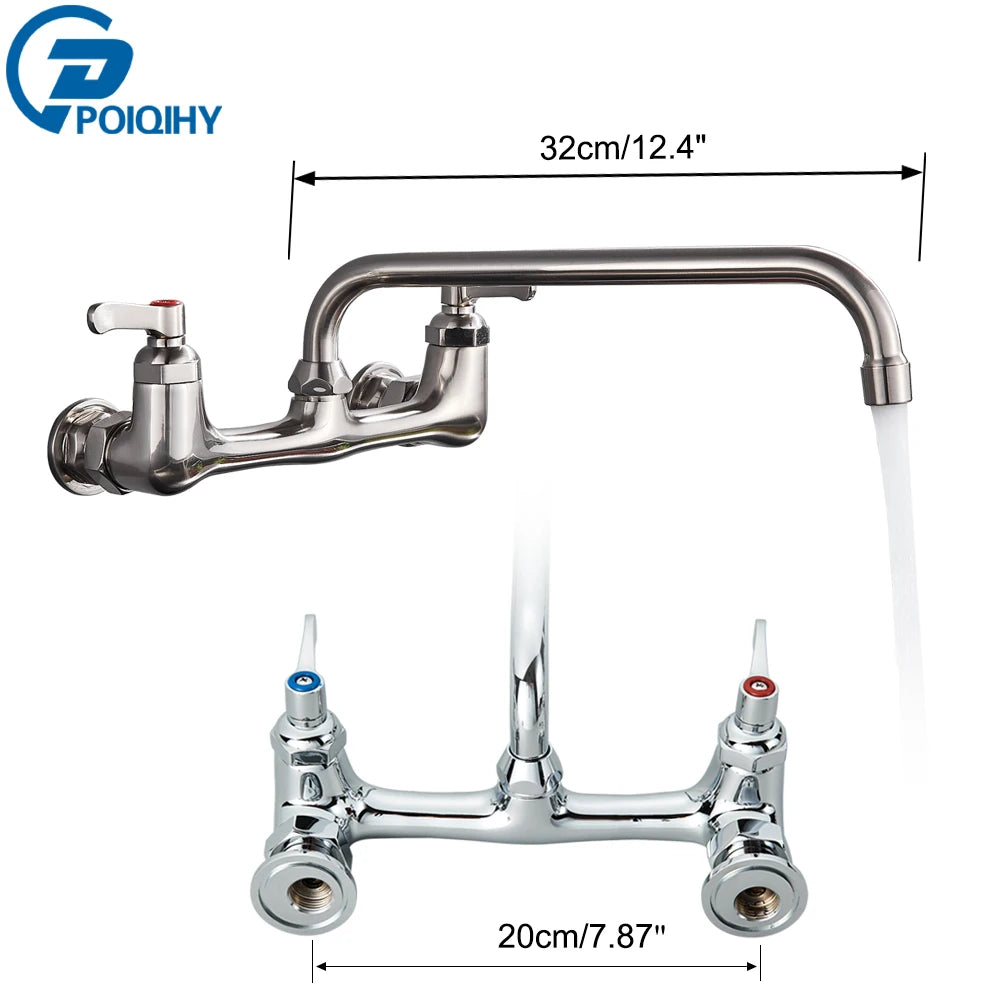 Antique Brass Basin Faucet Wall Mounted Bathroom Mixer Tap Hot Cold Sink Faucet 360 Rotation Spout Chrome Kitchen Mixer Taps