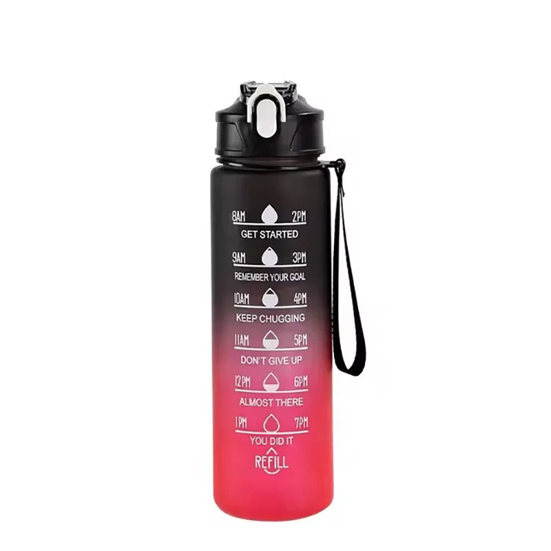 700ml Sports water Bottle High Temperature Resistant Graduated Straw Cup Rainbow Frosted Progressive Color Water Cup Plastic Cup