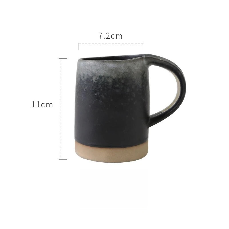 Handmade Stoneware Mug Retro Black White Latte Coffee Cup Ceramic Cup