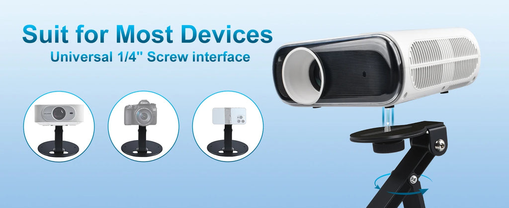 Desktop Projector Mount 180° Adjustable 3-in-1 Mounting Options Universal 1/4" Screw Sturdy Portable Max Load-Bearing 11 Pounds