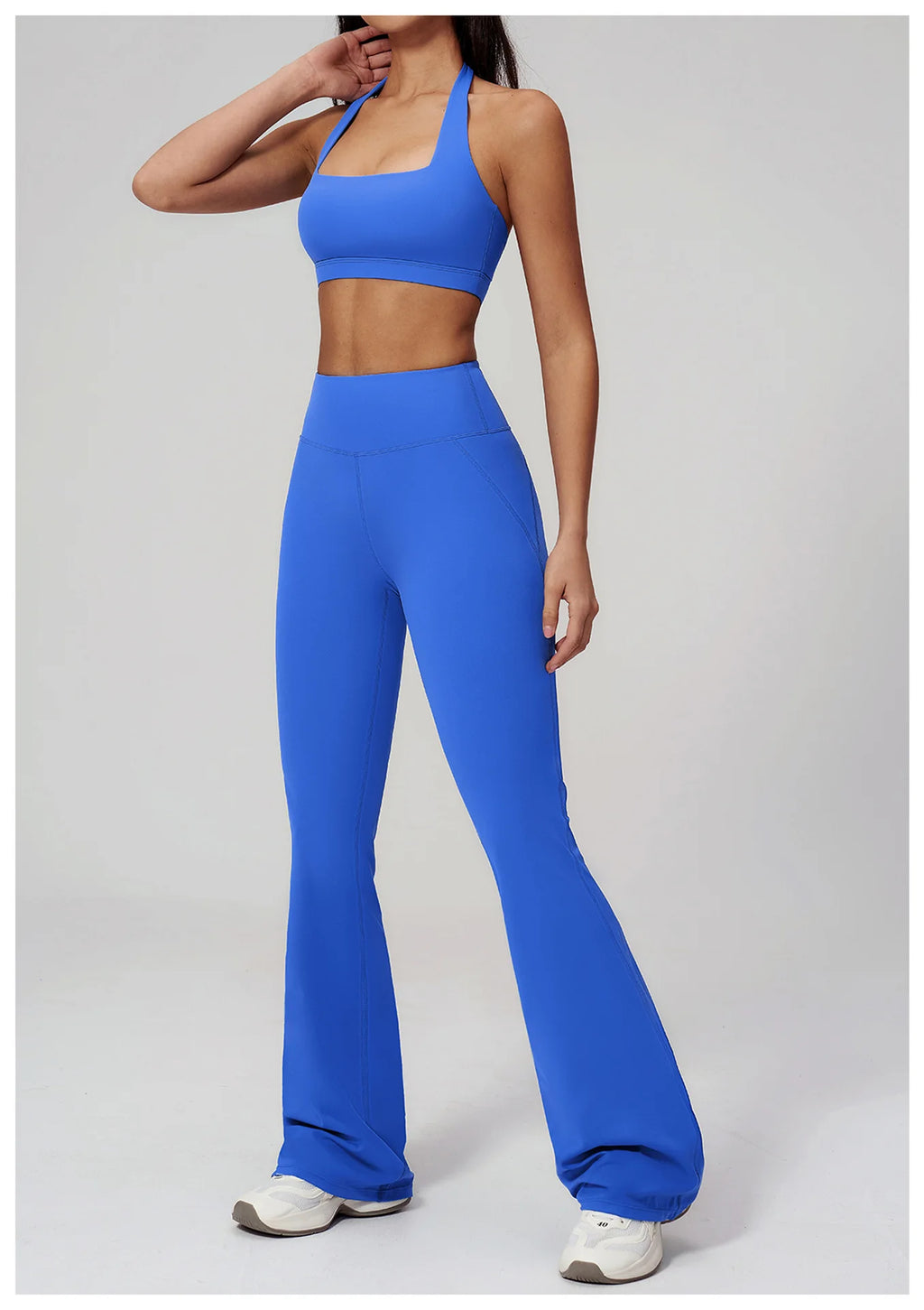 Women's Tracksuits 2PCS Flared Pants Yoga Set Gym Fitness Outfits Female Shockproof Sports Bra Yoga Workout Clothes Sports Sets
