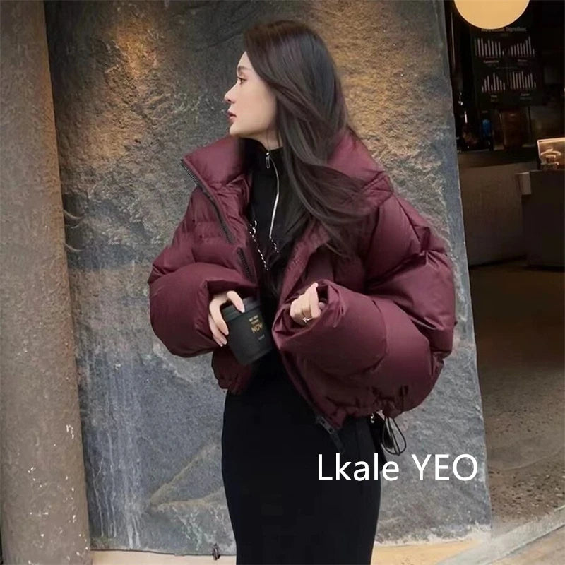 Women's Winter Parkas 2026 New Thick Streetwear All Match Ladies Down Cotton Jacket Comfortable Simple Short Female Warm Coat