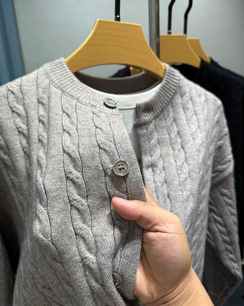 Luxury Brand Jacquard Round Neck Sweater Cardigan Men's Autumn Winter Trend Classic Paul Embroidery Loose Casual Knitted Coat