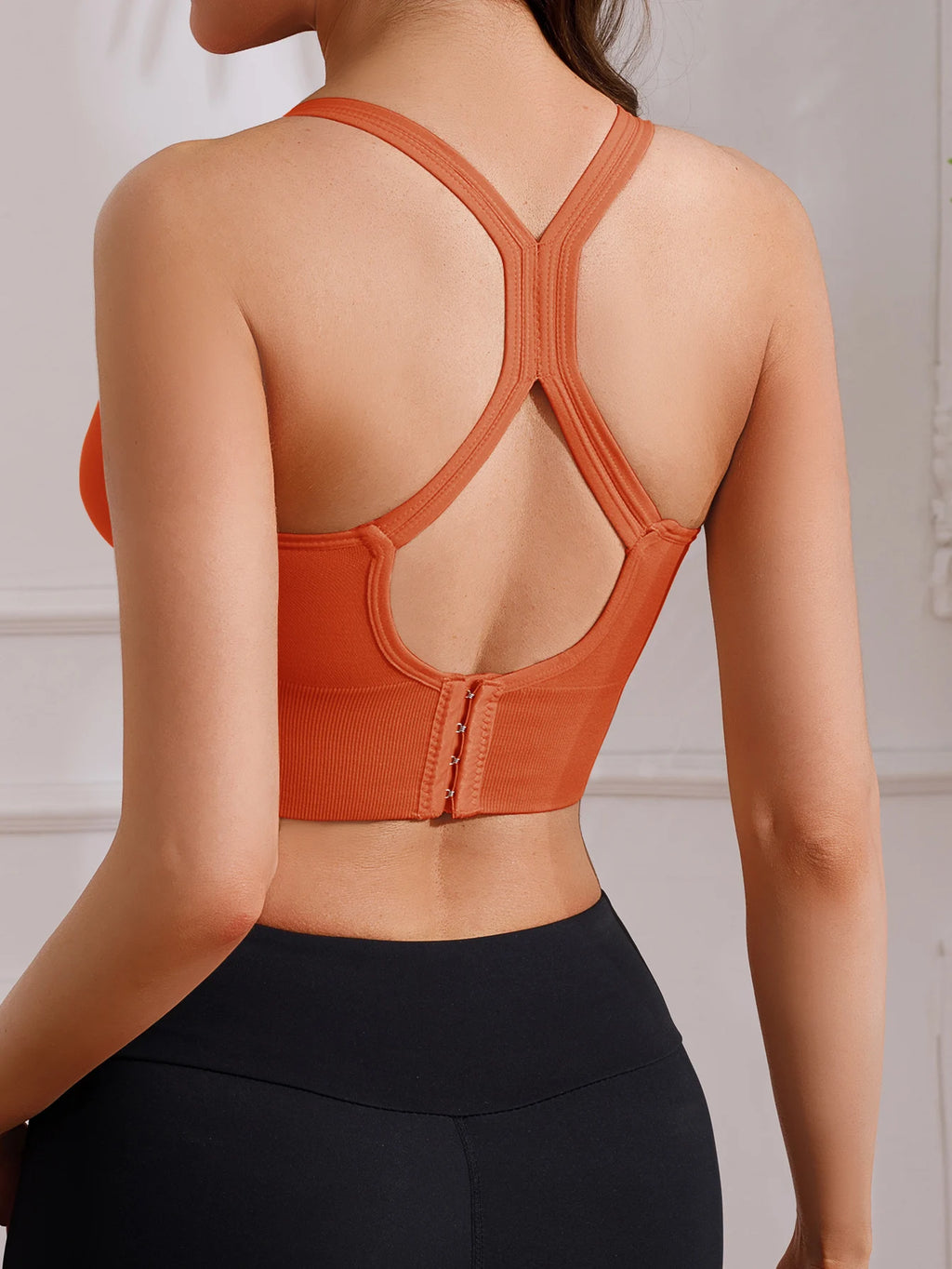 Women's Seamless Sports Bra, High Support Workout Running Vest, Yoga Gym Fitness Top, Wirefree Side Support Backless Crop Top
