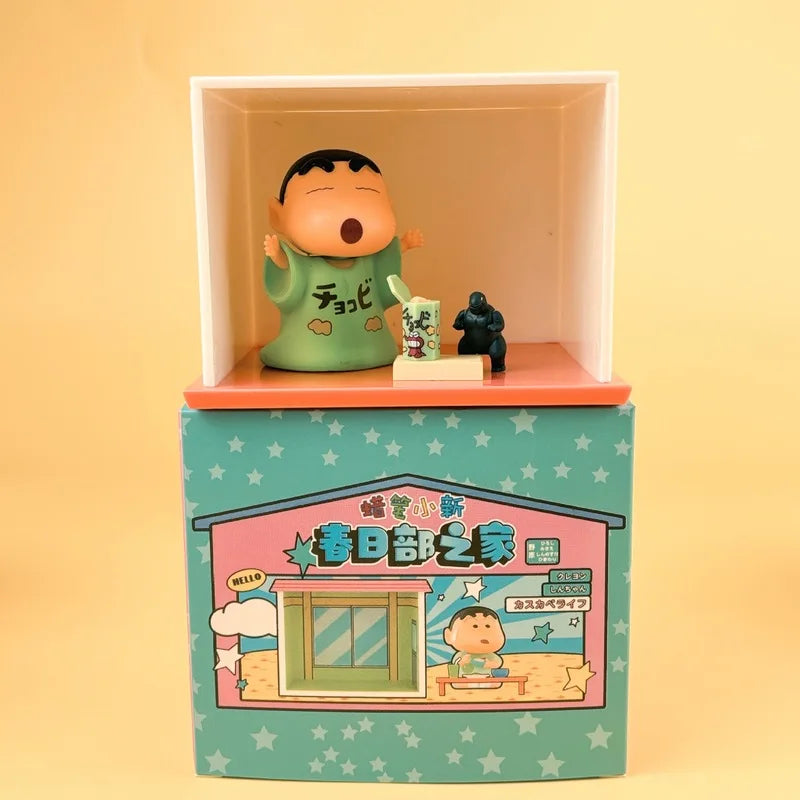 Crayon Shin chan Anime Characters Spring Home Series Blind Box Characters Fashion Cute Car Decoration Model Toys Authentic Gifts