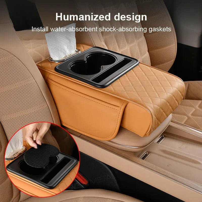 SEAMETAL Car Arm Rest Extension Cushion Multifunctional 7.5CM Thicken Center Console Box Cushion Elbow Support Pad Car Organizer