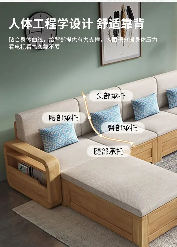 B182 Wood Storage Living Room Sofas Designer Sectional  Nordic Luxury Living Room Sofas Lounges Modern Banken Woonkamer Furnitur