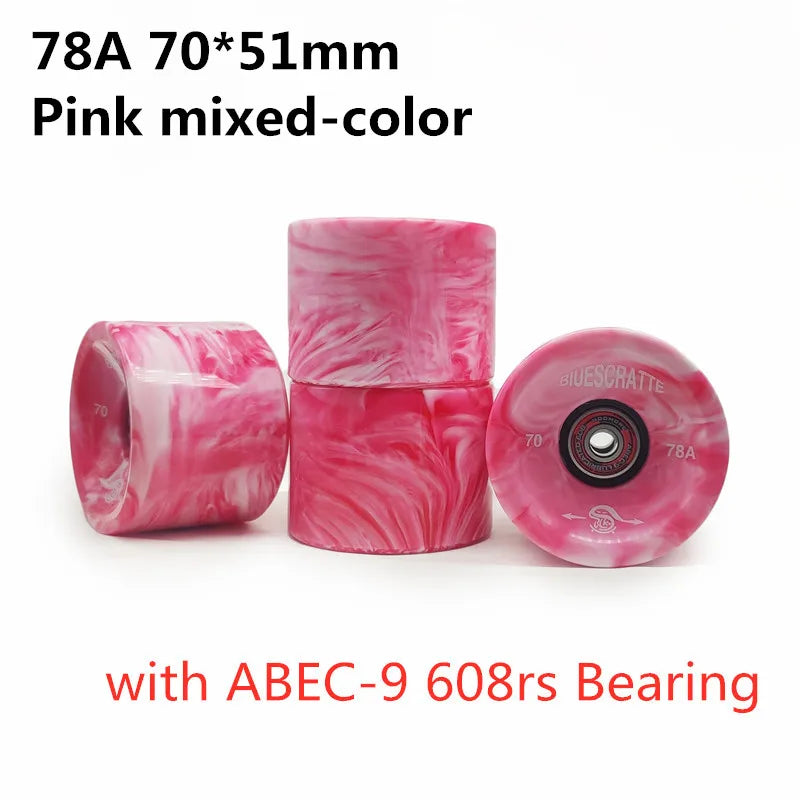 4pcs 70mm 51mm 80 duro Longboard Wheel for 70mm Skateboard Tire 80A Durable Elastic PU Ruedas for Road Street Skate Board Rodas