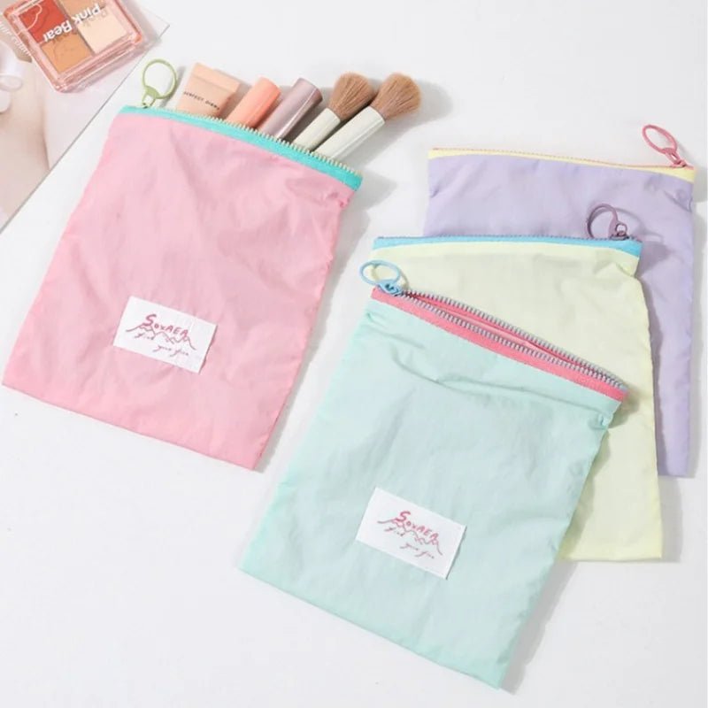 Minimalist Macaron Travel Zipper Wash Bag Set Multi-purpose Storage Bag For Makeup Cables Documents Small Change