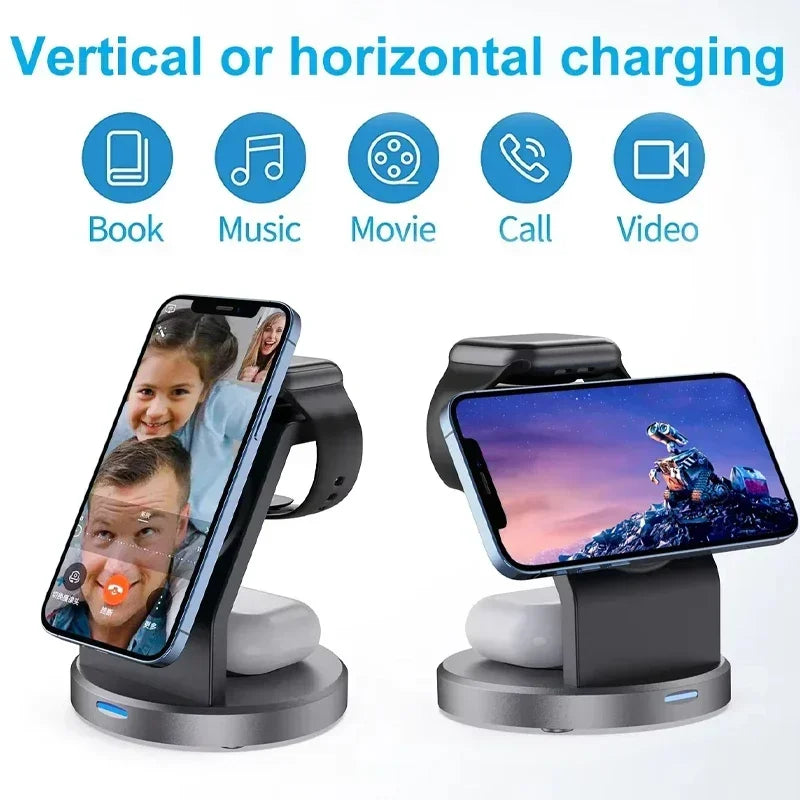 Wireless Charger Stand PFor iPhone 17 16 15 14 13 12 Pro Max Apple Watch 8 7 6 AirpodsMagnetic ad Fast Charging Station Dock