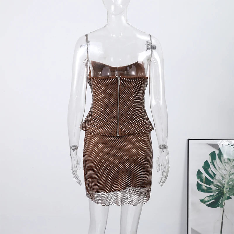 Sexy Diamond Halter Dress Women Shinny Sleeveless Backless V-neck Slim A-line Dresses Female 2026 Spring Summer Party Lady Robes