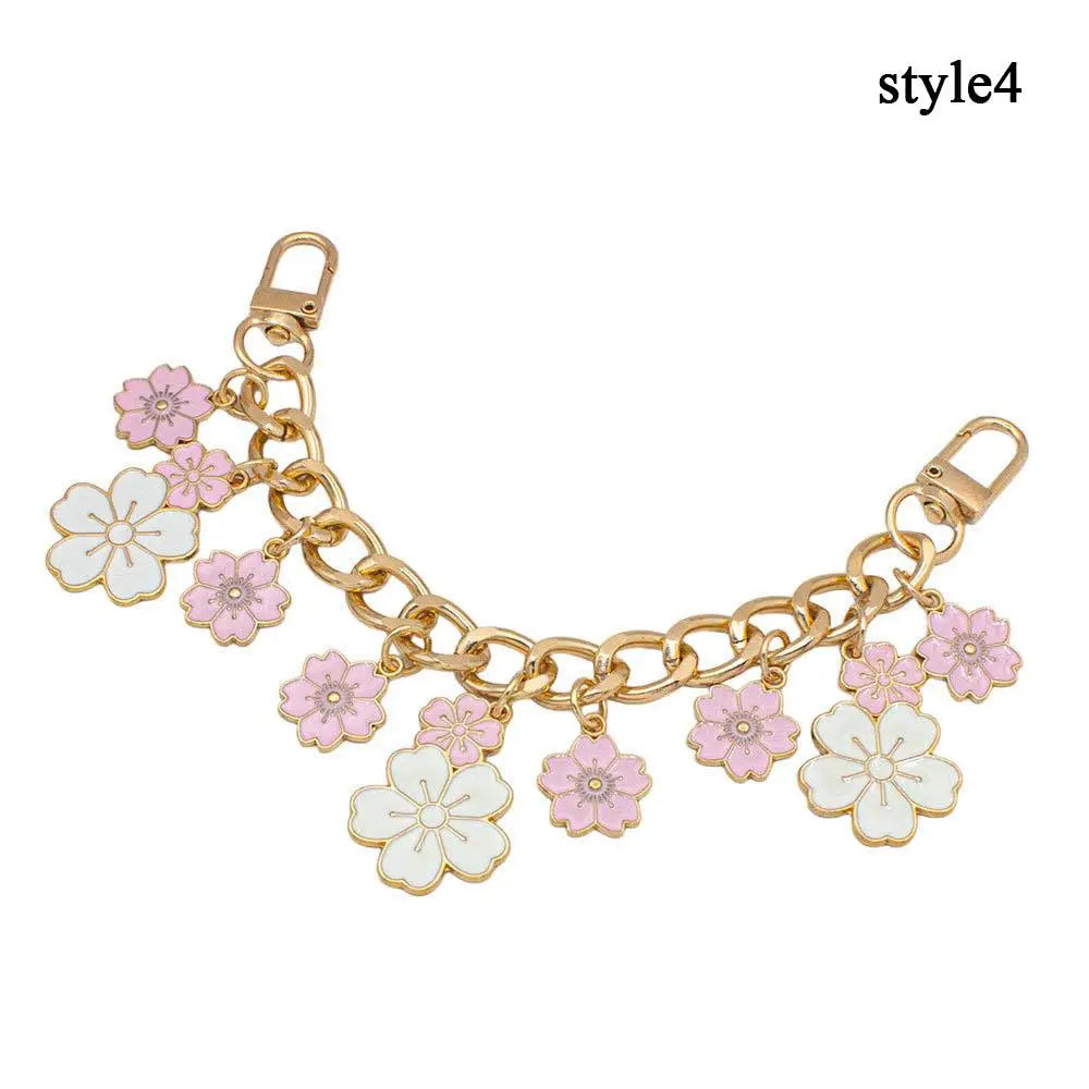 Personality Phone Charm New Chain Flower Wrist Style Anti Fall Phone Rope Bag Extension Strap Fashion Cherry Blossom Bag Pendant