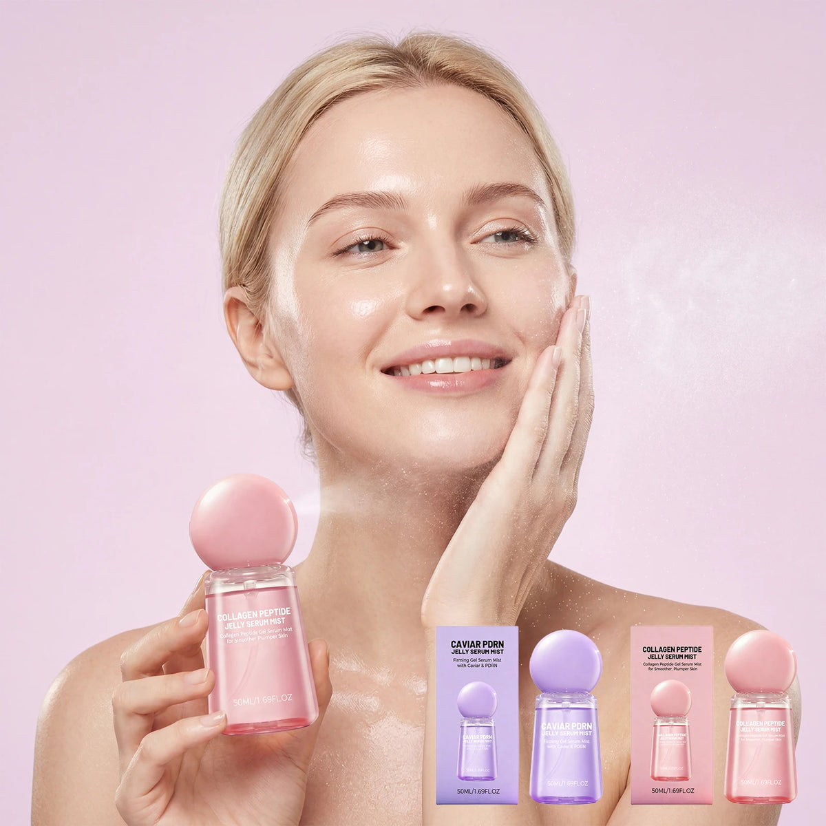 Brightening Collagen Peptide Skin Mist Hydrate Nourish Facial Skin Pre Makeup Primer Refreshing Smooth Soft Skin Beauty Care