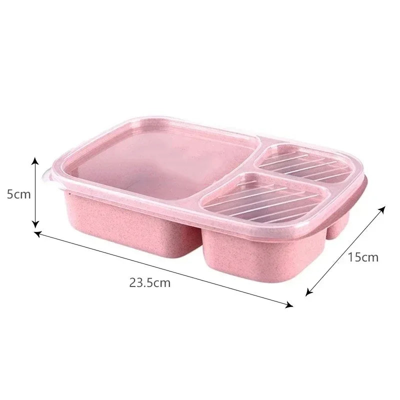 1-3pc Straw Lunch Box Portable Bento Box With Compartment Picnic Bento Box Fruit Container Microwave Oven Dinnerware for Student