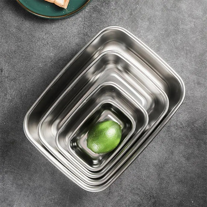 4Pcs/Set 304 Stainless Steel Lunch Box Microwave Heating Bento Box Fruit Food Sauce Fresh-keeping Box Refrigerator Container Box