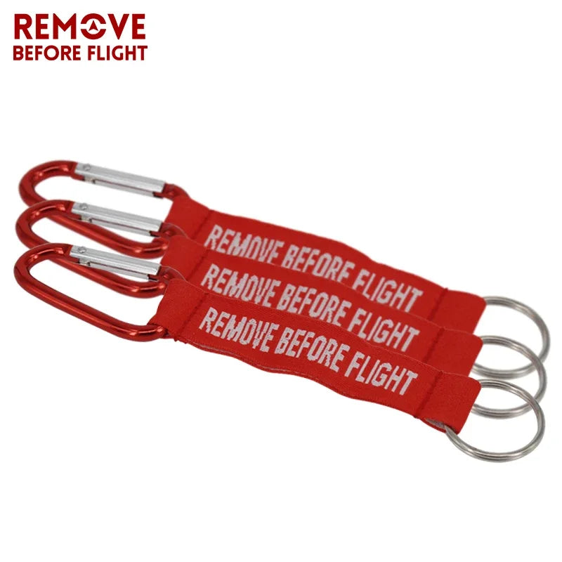 3PCS Remove Before Flight Outdoor Backpack Carabiner Pendant Key Ring Outdoor Camping Gear Keychain