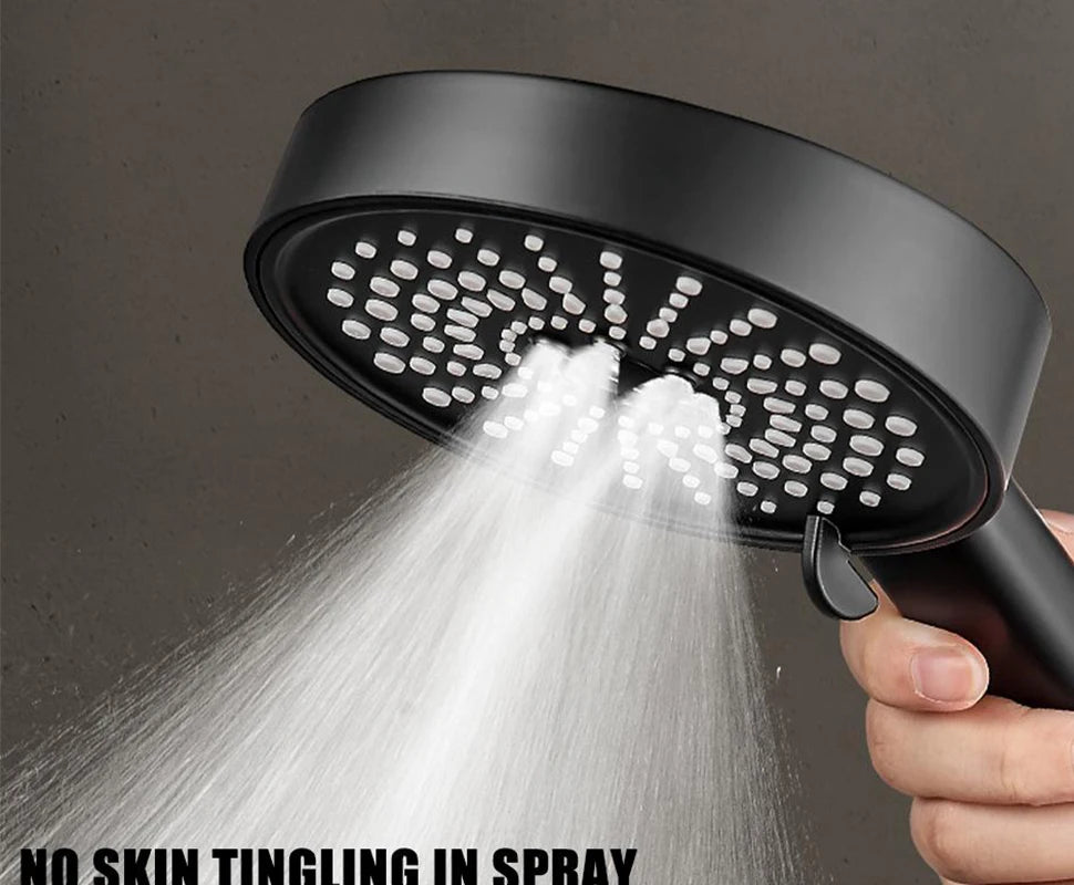 12.5cm Big Panel Shower Head,High Pressure Rainfall Shower Set Water Saving Shower,5 Modes Adjustable Shower Head Bathroom Tools