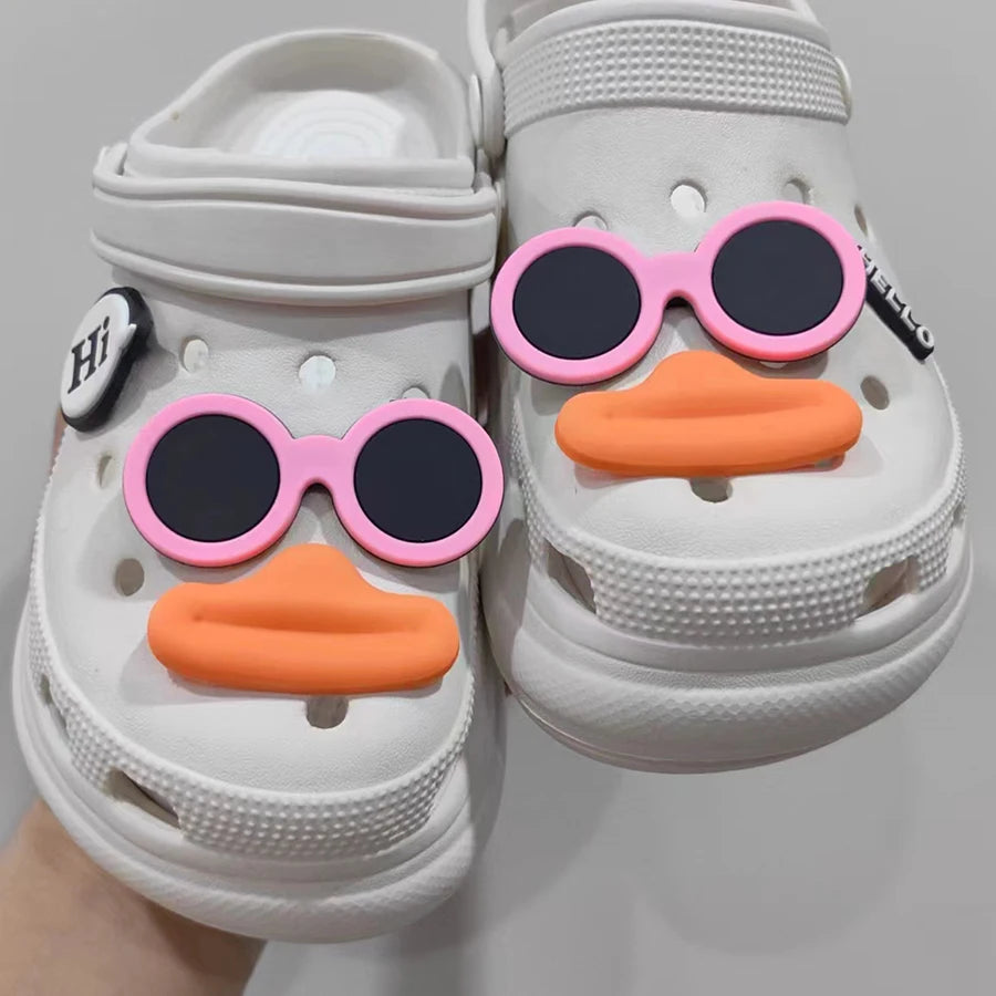6Pcs Set Funny Face PVC Sausage Mouth Charms for Clogs Summer Sandals Buckle DIY Gift Shoes Accessories Cartoon Cute