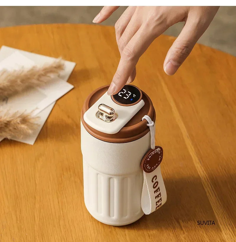 450ML LED Temperature Display Thermo Water Bottle Stainless Steel Coffee Cup Travel Vacuum Flask Keep Cold and Heat Thermal Mug