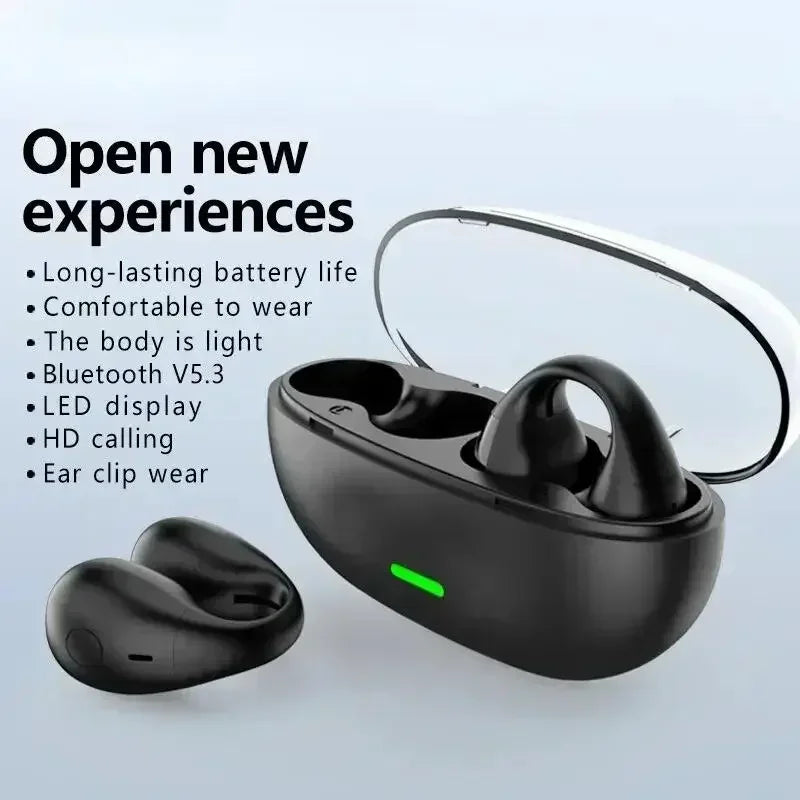 New Earclip Wireless Bluetooth Headset OWS Touch Light Mini High Quality Earplugs Anti Sweat HD Sound Stereo Universal Headset
