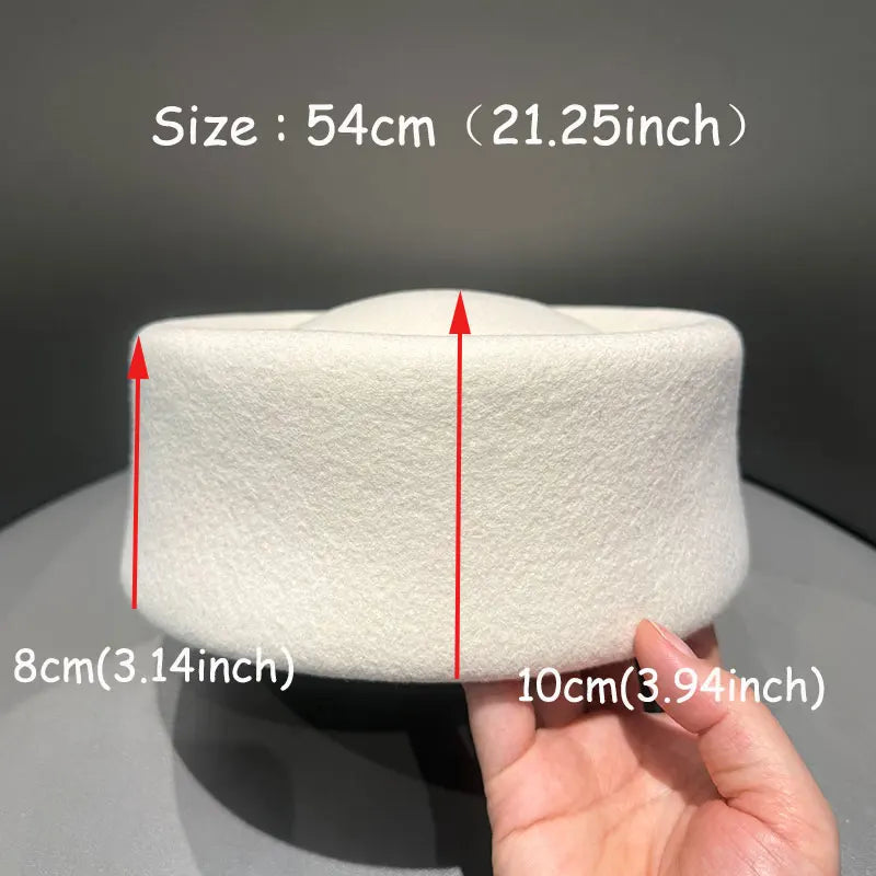 Women Berets Hat Fashion Fall Winter Vintage Concave Top Pillbox Cap 100% Wool Fedoras Hats Wedding Designer Western Church Hat