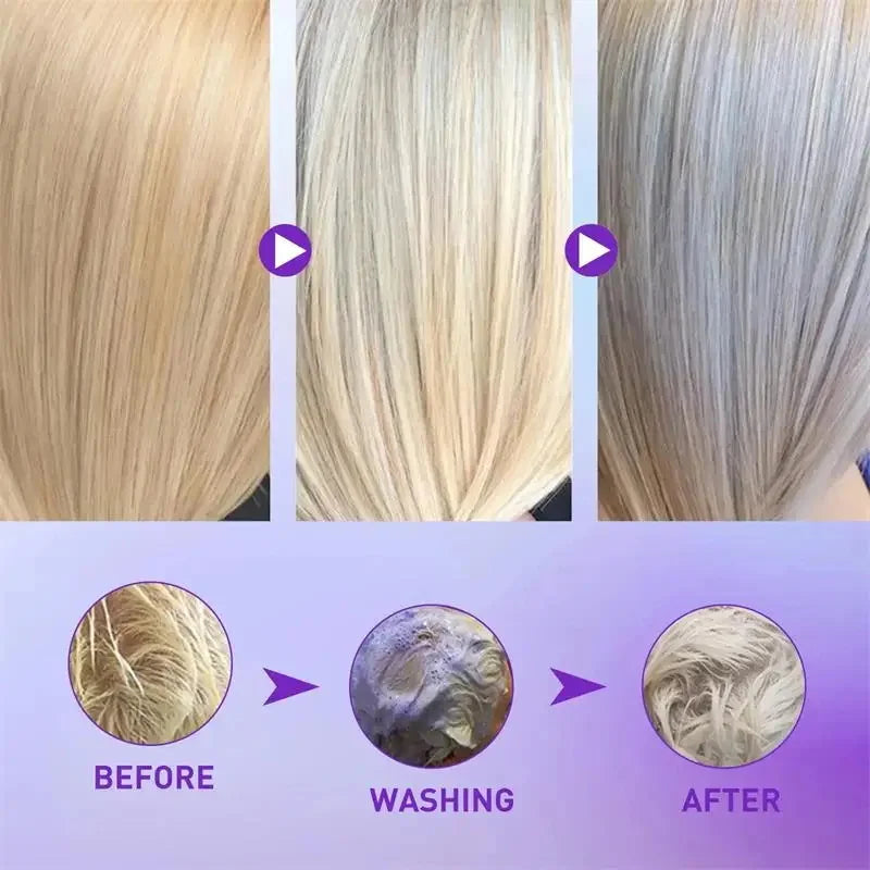 Magic Lock Color Hair Mask Blonde Hair Bleaching Yellow Remove Linen Gray Silver Color Effect Anti Brass Tones Hair Shampoo
