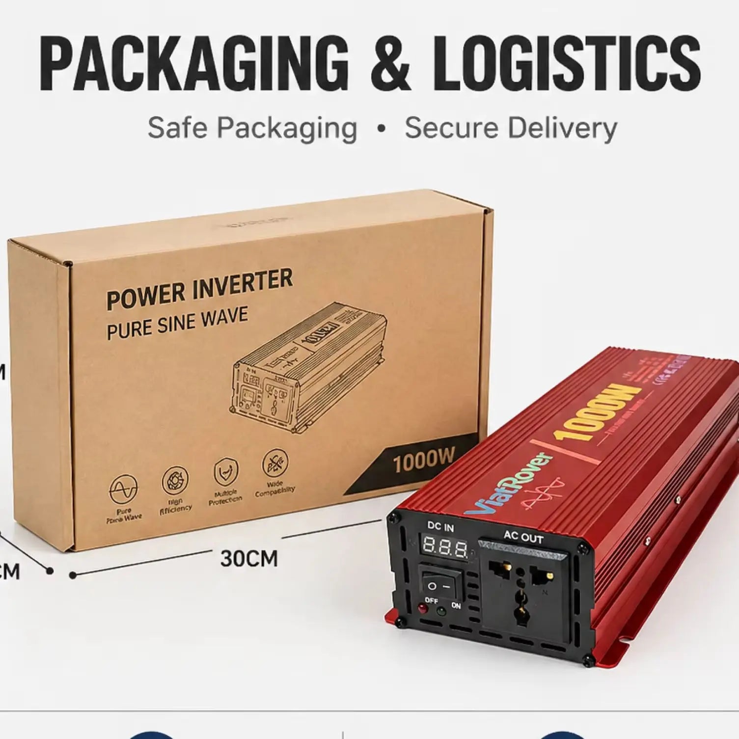Pure Sine Wave Inverter 1000W 12V/24V To 110V220V Power Converter LCD Display