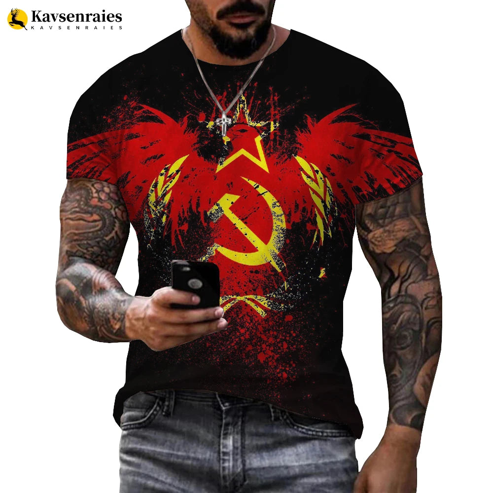 2022 Russia Flag 3D T-shirt Russia Bear CCCP Printed Harajuku Streetwear Oversized T Shirt Men Women Fashion Casual Cool Tops