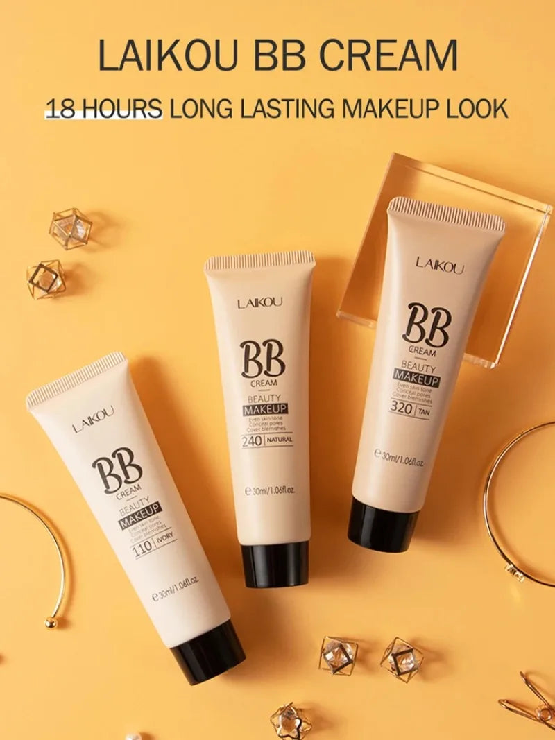 BB Cream Base Makeup Long Lasting Waterproof Brighten Skin Tone Cover Blemishes Concealer Liquid Face Foundation Cosmetics 30ml