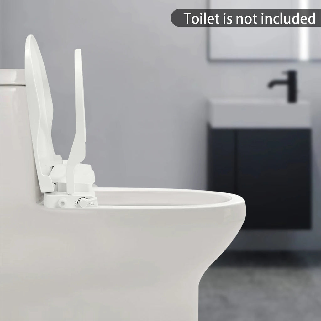 Non-Electric Bidet Toilet Seat Toilet Bidet Lid Fits Elongated Toilets, Dual Nozzle D-shaped with Cleaner Flush Hose