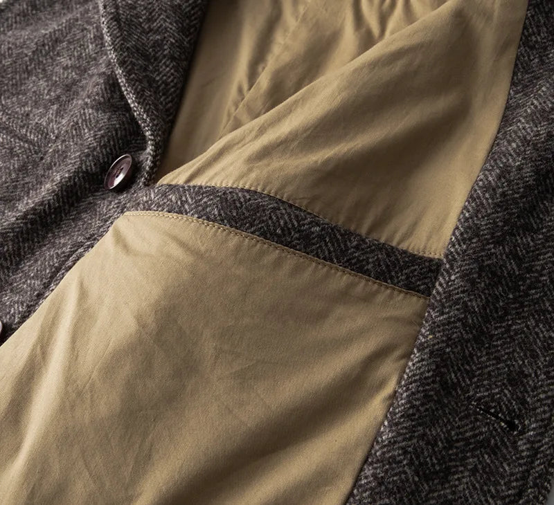 Good Quality Winter Fashion Men's Retro British Tweed Wool Vest Thick Double-Layer Multi-Pocket Suit-Collar Vest Warmth Top Male