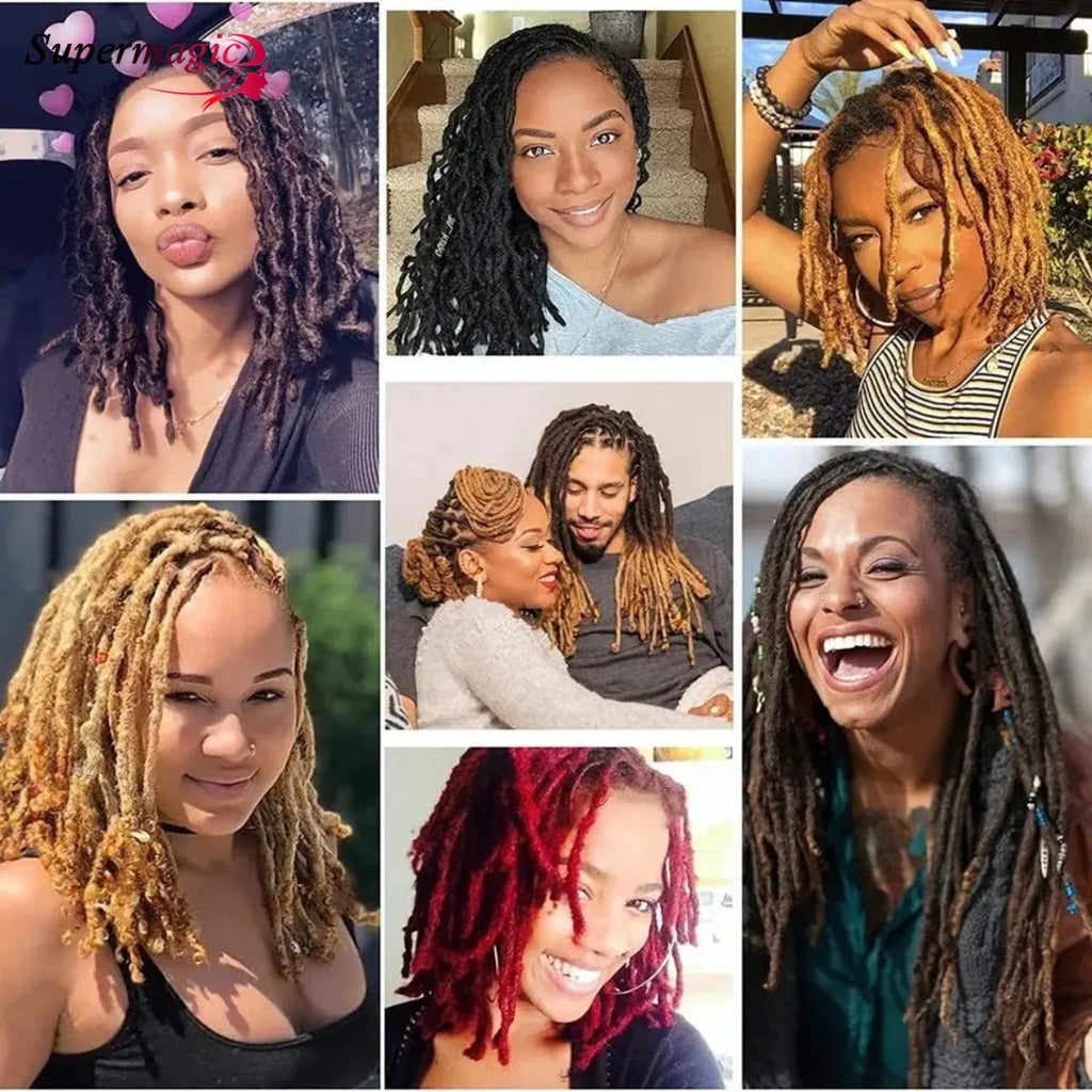 60Strands 0.4/0.6/0.8cm Human Hair Dreadlock Extensions Loc Extensions Human Hair Permanent Crochet Dreadlocks Human Hair 1B